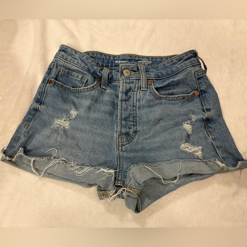 Old Navy Women's Light Blue Distressed Jean Shorts